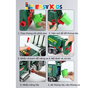 Xe Rác Đồ Chơi, Xe Chở Rác Đổ Rác Cỡ Lớn Cho Bé Có Đèn Nhạc