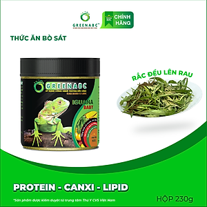Thức ăn bò sát Iguana Baby - GREENABC dùng cho Rồng Nam Mỹ từ mới nở cho đến 9x giúp tăng kích thước, lên màu đẹp, phòng chống MBD, teo đuôi – Hộp 230g