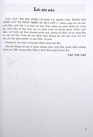 500 Bài Toán Cơ Bản Và Nâng Cao Lớp 1 - Đánh Giá Năng Lực Phát Triển Tư Duy