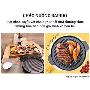 Chảo nướng gang đúc nguyên khối, chống dính 2 lớp Rapido - Dùng được cho bếp từ