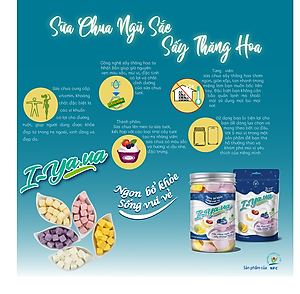 Sữa chua sấy thăng hoa I.Yaua túi 25g mix 05 vị (việt quất, sầu riêng, chuối, dâu và truyền thống)