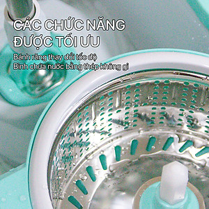 Combo 3 Bông Lau + 1 Bộ Lau Nhà MyJae Đài Loan Sợi Microfiber Xoay Siêu Tốc 360 Độ Thông Minh 129.5cm