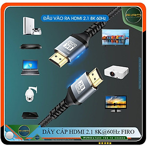 Cáp HDMI FIRO - Dây HDMI 2.1 8K/60Hz/48Gbps - Dài 5 Mét Lõi Dù Dùng Cho Tivi/ Máy Tính/ Playstation - Hàng Chính Hãng
