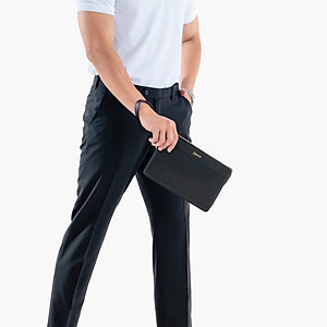 Clutch Da Hàng Hiệu Ví Nam Cầm Tay Công Sở GENCE HT11 Da Bò Cao Cấp Màu Đen
