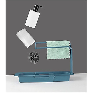 Kệ nhựa dài CO DÃN để bồn đựng đồ rửa chén, có khay treo khăn lau tay nhà bếp mới PaKaSa- Hàng chính hãng (giao màu ngẫu nhiên)