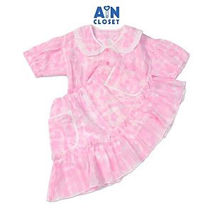 Bộ áo váy ngắn bé gái họa tiết Hồng loang boi dệt - AICDBG2ANDZL - AIN Closet