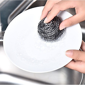 Combo 01 búi thép cọ xoong, nồi, chảo không rỉ 60g + 01 set 06 miếng mút rửa chén bát Kokubo - Nội địa Nhật Bản