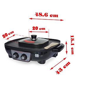 Nồi Lẩu Điện Nướng Vuông 2 trong 1 Đa Năng Hayasa HA-688-Hàng chính hãng