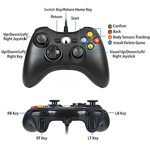 Tay Cầm Chơi Game Có Dây dùng cho PC, Latop, Smart Tivi - Kiểu dáng Xbox 360 - Hỗ trợ rung - Thích hợp chơi Fifa online, Pes, Devil May Cry, Call Of Duty - Hàng Chính Hãng