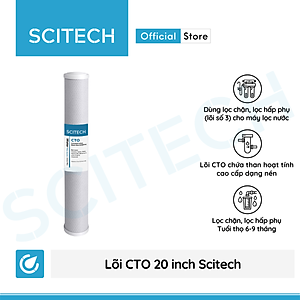 Bộ lõi lọc nước số 1,2,3 (PP-UDF-CTO) 20 inch by Scitech dùng trong máy lọc nước RO, bộ lọc thô - Hàng chính hãng