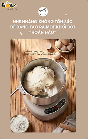 Máy Trộn Bột Ủ Bột Lên Men Tự Động BEAR HMJ-A70C1 Chống Dính Dung Tích 7 Lít Công Suất 250 W - Hàng Chính Hãng