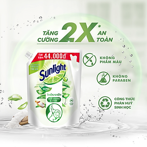 Túi Nước rửa chén Sunlight Bio-care Thiên Nhiên 100% Gốc thực vật - Muối Khoáng Lô Hội 3.3KG