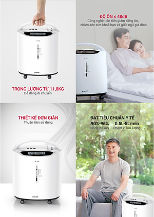 Máy Tạo Oxy Y Tế 93% Yuwell 8F-5AW - Hỗ Trợ Bệnh Nhân Suy tim, Suy phổi, Rối loạn hô hấp - Bảo Hành 1 Năm