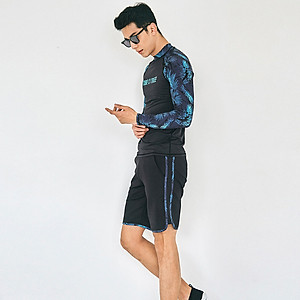 Bộ bơi nam dài tay cao cấp, tay phối họa tiết cá tính, chất bơi chuyên dụng co giãn tốt, dày dặn đẹp, có mẫu nữ để mặc đôi | BN020