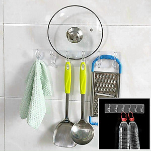 Thanh Móc Treo Đồ 6 Móc Siêu Dính Dán Tường Nhà Tắm, Nhà Bếp, Tủ Quần Áo - Keo Dán siêu Chắc Chắc - Hàng Chính Hãng MINIIN