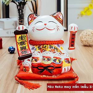 Tượng Mèo Thần Tài Ngũ Phúc Lâm Môn Vẫy Tay Chiêu Tài Lộc Bằng Gốm Sứ - MẪU & MÀU GIAO NGẪU NHIÊN