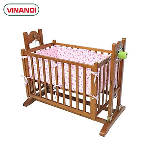Nôi Em Bé Tự Động VINANOI-VNN301M Gỗ Thông Cao Cấp Vừa Làm Nôi Vừa Làm Võng Màu Cánh Gián