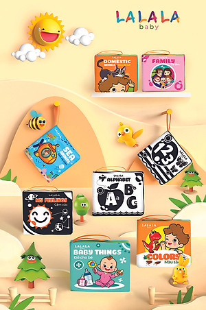 Sách vải Lalala baby kích thích thị giác cho bé sơ sinh 0 đến 12 tháng