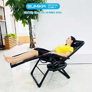 Ghế xếp thư giãn SUMIKA 636A, khung thép vuông sơn tĩnh điện, lưới mây đan nhân tạo, có lăn massage tay