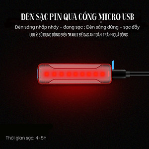 Đèn đuôi nhấp nháy đèn cảnh báo sau cho xe đạp thể thao màu đỏ A02 siêu sáng, chống nước, thời gian sáng lên đến 200h Mai Lee