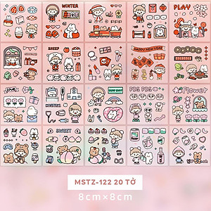 Bộ 20 Tờ Sticker Nhiều Hình Cô Gái Và Bé Thỏ - Telado MSTZ-12/2-6 (Mẫu Màu Giao Ngẫu Nhiên)