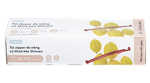 Túi zipper đa năng Shinshen 1L (có khóa kéo loại đỏ - đáy mở rộng) - Hộp 20 túi