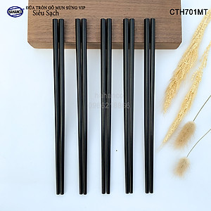 Đũa tròn gỗ Mun sừng trơn VIP - CTH701MT (Hộp 10 đôi rất đẹp) - Đũa gỗ tự nhiên cao cấp