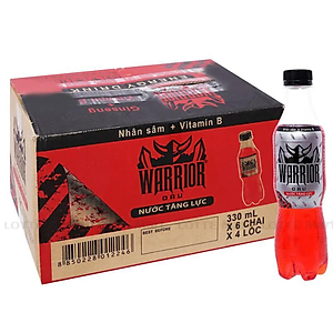 Thùng 24 Chai Nước Tăng Lực Có Gas Warrior Vị Dâu 330ml