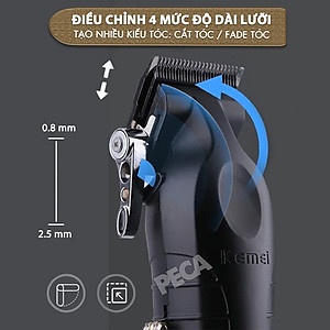 Tông đơ cắt tóc chuyên nghiệp Kemei KM-2296 lưỡi cắt mạ carbon công suất mạnh mẽ 5W pin khỏe lithium - Chính hãng