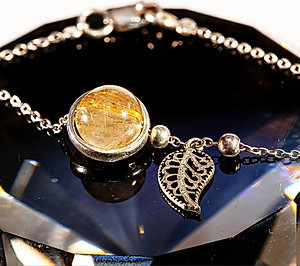 Vòng Tay Phong Thủy Thạch Anh Tóc Vàng Thiên Nhiên mix Bạc 925, Mạng Thổ - Kim, Món Qùa Trang Sức  Phong Thủy May Mắn Ý Nghĩa  LT002 BlackMount