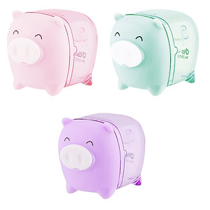 Combo 3 Máy gọt bút chì- mini Deli 557 Piggy 1-hole sharpener w/canister φ7mm Giao màu ngẫu nhiên