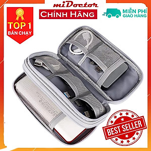 Túi phụ kiện công nghệ mini đựng pin sạc dự phòng, điện thoại, cáp sạc usb, tai nghe có quai cầm Hàng Chính Hãng miDoctor - loại 2 khoá