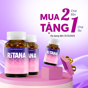 [Tặng Hộp 15v] Combo 2 Chai 60v – Viên Uống Trắng Da Ritana Ecogreen Chứa Glutathione Mờ Sạm Nám, Chống Nắng Cho Da