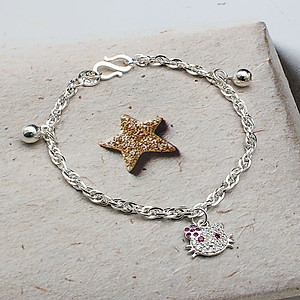 Lắc Tay Lắc Chân Trẻ Em Bạc Hiểu Minh LTE109 mèo kitty