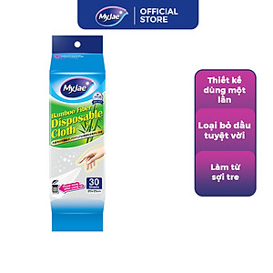 Khăn Lau Sợi Tre MyJae Một Lần Dùng Lau Bề Mặt, Đánh Bay Dầu Mỡ 20cm x 25cm (30 Cái/Bịch)