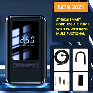 Máy Bơm Lốp Xe Máy Xe Đạp Không Dây Thế Hệ Mới 2025 150PSI LED Display Nhỏ Gọn Mạnh Mẽ Tự Động Ngắt Khi Đủ Hơi
