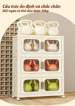 (Ngang 80cm) Tủ Nhựa Gấp Gọn 3/4/5 Tầng Cao Cấp 2 Cánh Cửa Mở-Hộp Đựng Đồ Đa Năng Bằng Nhựa PP, Tháo Lắp Dễ Dàng