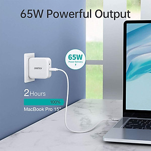 Adapter Củ Sạc Nhanh GaN 65W 1 Cổng USB, 1 Cổng Type C CHOETECH PD8002 Kèm Cáp Type C 65W Sạc Cho Macbook, Laptop, Smartphone - Hàng Chính Hãng