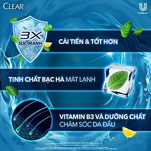 Dầu gội đầu Clear Mát Lạnh Bạc Hà sạch gàu ngứa và vi khuẩn suốt 48 Giờ 880g