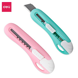 Dao rọc giấy mini 55mm Deli - 4 màu - Xanh lá/ xanh dương/ hồng/ vàng - 2024