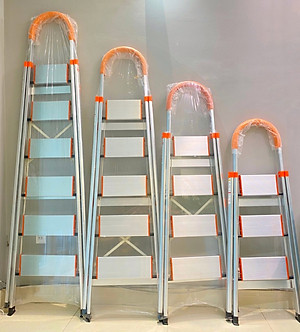 Thang nhôm 3 - 4 - 5 - 6 bậc xếp gọn - chữ A -  bản to - tay vịn -  cao cấp chính hãng -  thang gia đình đa năng gấp gọn