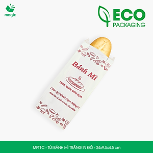MFT1C - 24x9.5x4.5 cm - 1000 Túi giấy bánh mì trắng có in
