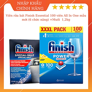 combo Viên rửa bát finish all in one 100 viên + Muối rửa bát finish 1.5kg  cho Máy rửa bát