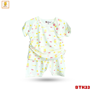 Đồ bé gái, bé trai Babiboo bộ cộc tay họa tiết, vải visco mềm mịn mát -BTK33