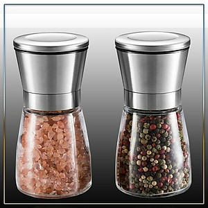 Máy Xay Tiêu Cầm Tay Thủy Tinh - Dụng Cụ Cối Xay Tiêu Nắp Inox Vặn Tay Nhỏ Gọn Tiện Dụng - Hàng Loại 1 - Chính Hãng MINIIN