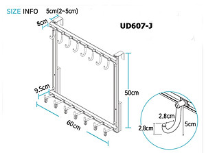 Móc treo quần áo sau cửa 2 tầng không cần khoan Wellex UD607-J
