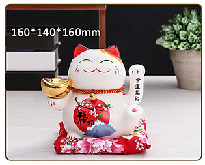 Mèo Thần Tài Maneki Neko Vẫy Tay Chiêu Tài Lộc Bằng Gốm Sứ Tặng Kèm Túi Lót PaKaSa - Hàng Chính Hãng 