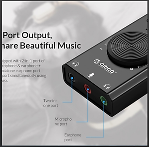 Bộ Chuyển Đổi Card Âm Thanh USB 2.0 ORICO-SC2-BK-BP  Sang Mic + Loa - Hàng chính hãng