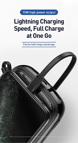 Pin sạc dự phòng BASEUS Qpow Digital Display 3A 10.000MAH kèm cable iPhone - Hàng chính hãng