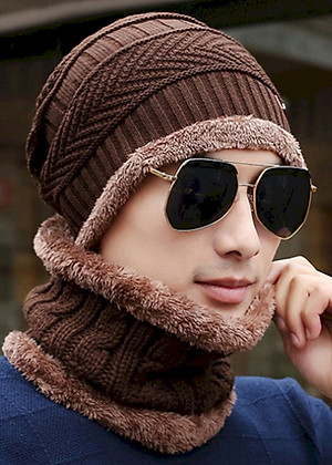 Mũ len kèm khăn 